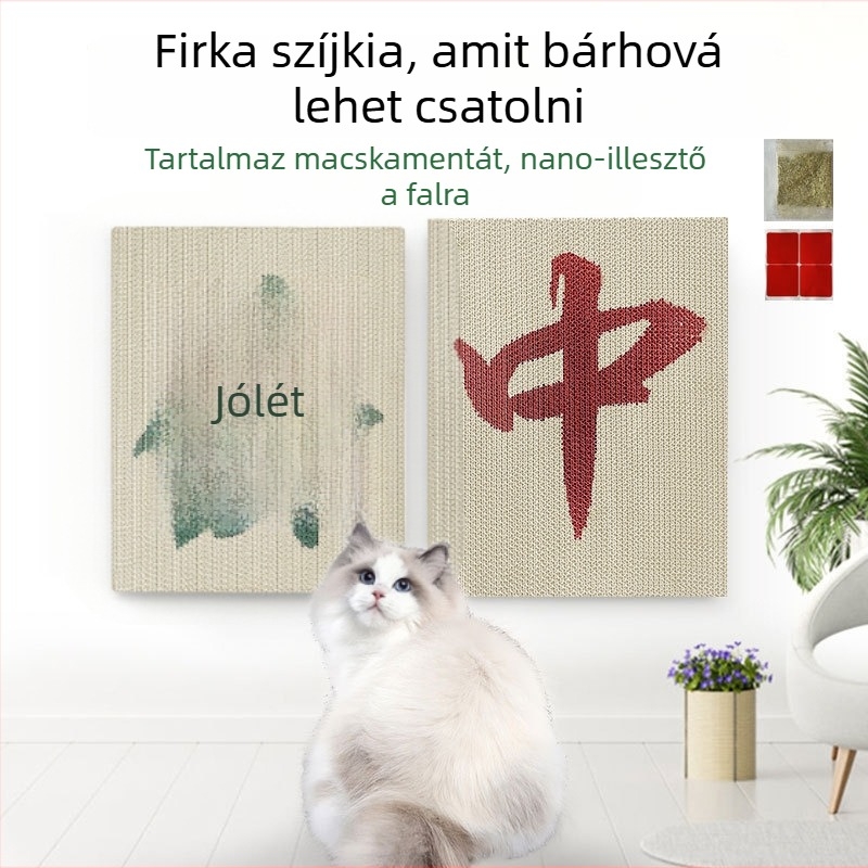 Meow Ji Falra szerelhető macska karcoló deszka kiscicáknak, hullámkartonból, karcolásálló felület, 1 darabos csomag