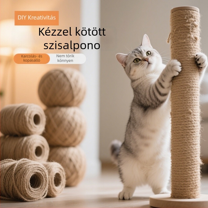Macska DIY sisál kötél karcolóoszlop és kapaszkodó keret – karcolásálló, aranyos stílus, Pillar Bird márka