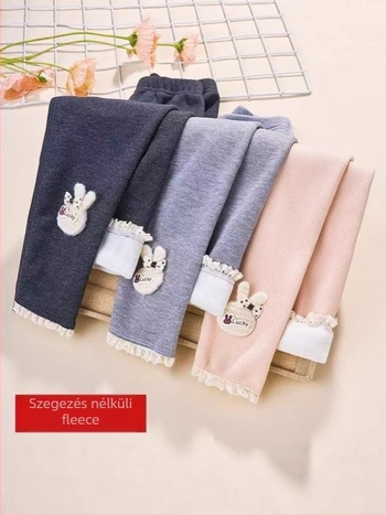 Lányok téli leggings belső fleece-el, magas derekú, Chenille spandex 95%+, 3–8 éveseknek