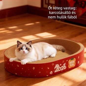 Macska-barlang és kaparó tábla egyben – kopásálló, nem hullik szálak, négy évszakos, anyag: hullámkarton