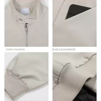 Férfi őszi corduroy bomber kabát magas galléval, munkaruházati stílusban, laza szabású