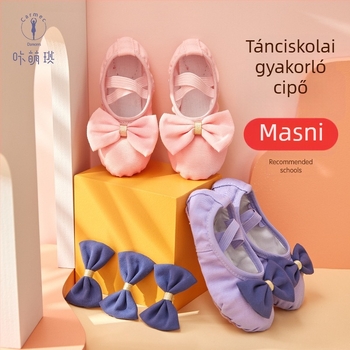 Gyerekeknek készült tánccipő lányoknak, puha talpú edzőcipő kínai táncra, gyermek balettcipő macska mancsa mintával