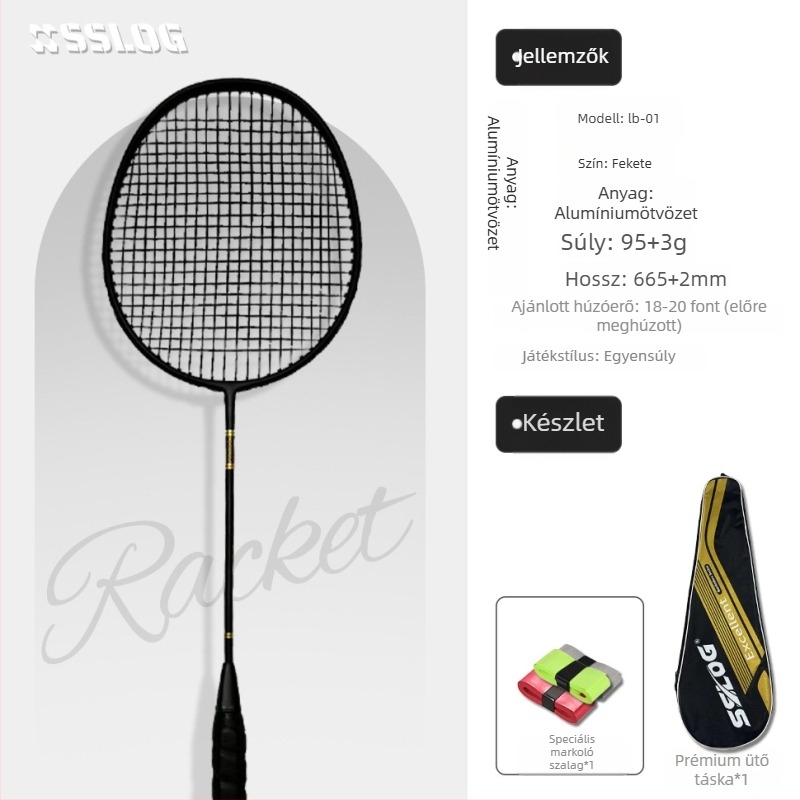 Saisilon karbon- és-kompozit ütő, súly 95–100 g, markolat G5, típus egyenes, groove edge guard