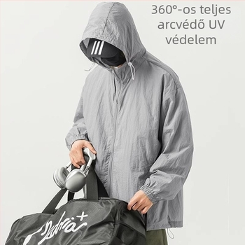 Kapucnis vékony kabát tinédzsereknek, poliészter rostokból készült keverék, lazán szabott, cipzárral.