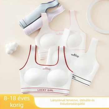 Tinilányoknak tervezett, varrás nélküli sportmelltartó, teljes kosár, nylon anyag, dupla vállpánt, kényelmes és lélegző