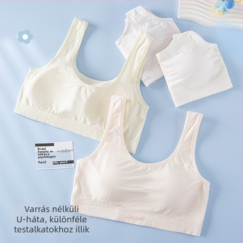 Növekvő lányoknak szánt melltartó-stílusú top, teljes kosár, légáteresztő viszkóz anyag, merevítő nélkül, hátat simító dizájn, kényelmes mindennapokra.