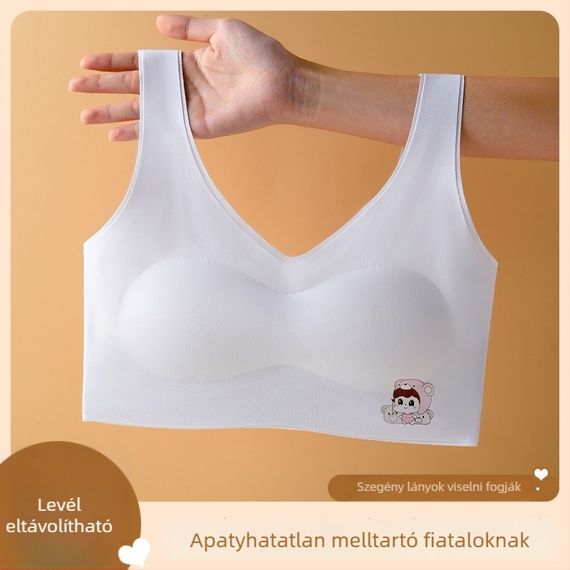 Lányoknak tervezett pánt nélküli melltartó, teljes kosár, vékony formázott kosár, Ice Silk anyag, Nylon főanyag, lélegző és kényelmes