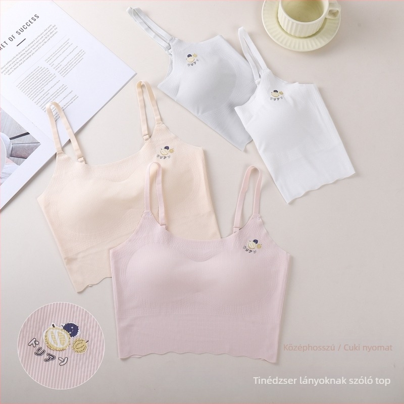 Be seamless légáteresztő tank-top stílusú alsónemű tinédzser lányoknak, teljes kosár, vékony formázott kosár, pamut bélés, rögzített dupla pántok, kapcsok nélkül; 12–15 éveseknek; nyár.