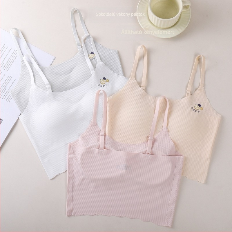 Be seamless légáteresztő tank-top stílusú alsónemű tinédzser lányoknak, teljes kosár, vékony formázott kosár, pamut bélés, rögzített dupla pántok, kapcsok nélkül; 12–15 éveseknek; nyár.