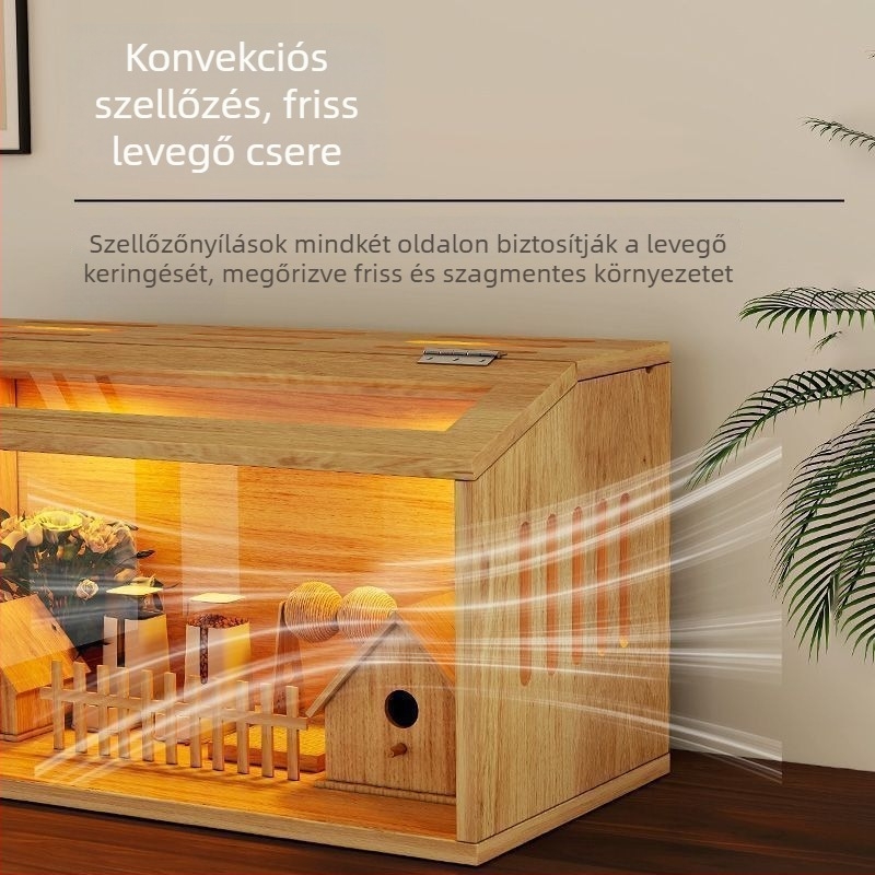 Fából készült hörcsögtenyésztő inkubátor ketrec