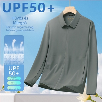 Nyári slim-fit dzseki, Nylon 80% / Szintetikus rost keverék, SPF 35 napvédelmi, Cipzár