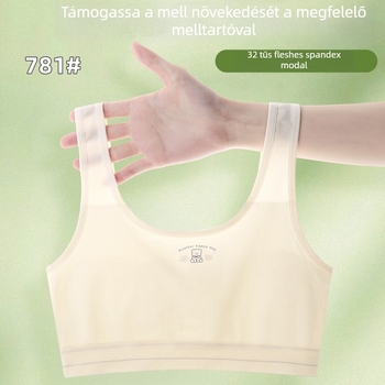 Modal lányoknak szánt mellény-stílusú melltartó, merevítő nélkül, teljes kosár, latex formázott kosár, belső viszkóz 90–95%, fix dupla vállpántok