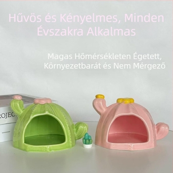 Kaktusz formájú kerámi Hörcsög odú, minden évszakra alkalmas rejtekhely, hűsítő jégház a ketrechez és ketrecdísz