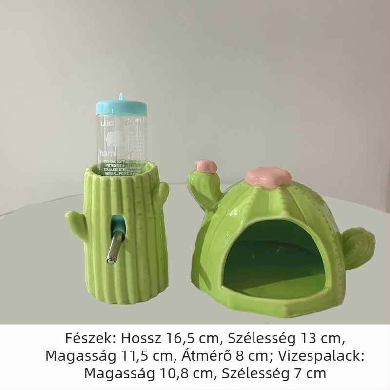 Kaktusz formájú kerámi Hörcsög odú, minden évszakra alkalmas rejtekhely, hűsítő jégház a ketrechez és ketrecdísz