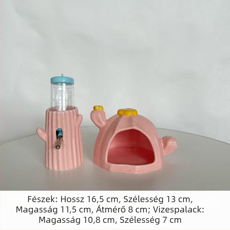 Kaktusz formájú kerámi Hörcsög odú, minden évszakra alkalmas rejtekhely, hűsítő jégház a ketrechez és ketrecdísz