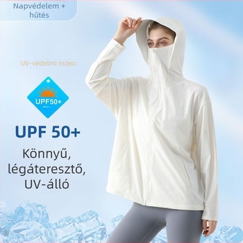 Női Ice Silk hűtő hatású UV-védett kabát nyárra, légáteresztő, kapucnis, gyorsan száradó, horgászathoz és szabadidőhöz