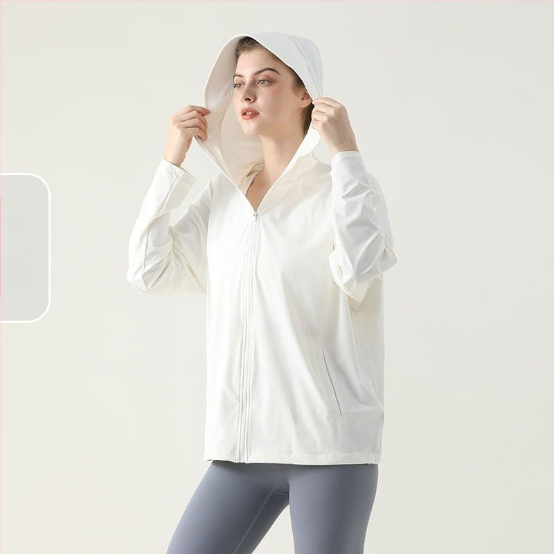Női Ice Silk hűtő hatású UV-védett kabát nyárra, légáteresztő, kapucnis, gyorsan száradó, horgászathoz és szabadidőhöz