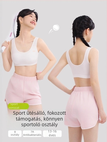 Kétfázisú sportmelltartó lányoknak a serdülőkorban – iskolai viselet, ütésálló, viszkóz anyag 74,3%