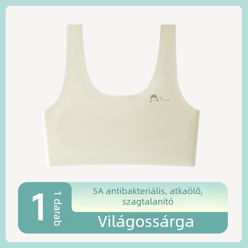 Lányok edzésmelltartója, 1. fázis, 9–13 éveseknek, nejlon/spandex bélés, mellény stílusú kivitel, merevítő nélkül, kényelmes