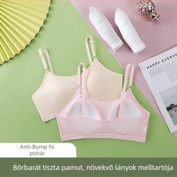 12–15 éves lányoknak pamut alsó, mellény-stílus, teljes kosár, fix dupla vállpántok, vas nélküli