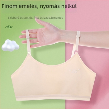 12–15 éves lányoknak pamut alsó, mellény-stílus, teljes kosár, fix dupla vállpántok, vas nélküli