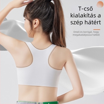 Lányoknak szóló sportmelltartó, veste-stílusban – lélegző ice silk anyag, nylon 70–80%, teljes kosár, latex formázó kosár, fix két vállpánt