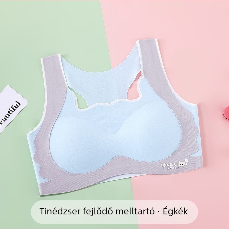 Lányoknak szóló sportmelltartó, veste-stílusban – lélegző ice silk anyag, nylon 70–80%, teljes kosár, latex formázó kosár, fix két vállpánt