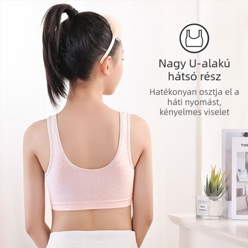 Pamut nélküli varrás nélküli melltartó lányoknak, teljes kosár, vékony formázott kosár, rögzített dupla vállpántok, légies és kényelmes