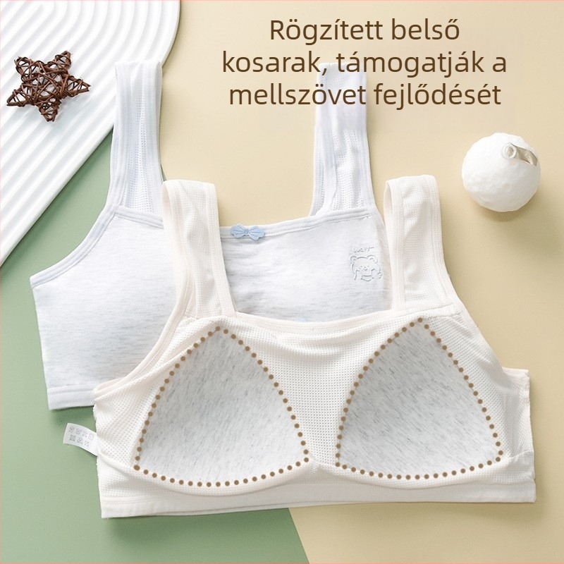 Nyári, lélegző pamutból készült merev kosaras melltartó lányoknak a serdülőkor kezdeti szakaszában, preadolescensektől korai tinédzserekig