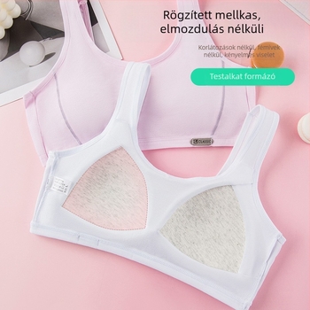 Gyerekeknek szóló pamut tréningmelltartó, háromszög alakú kosaras, merevítő nélkül, vékony formázott kosár, rögzített dupla vállpántok