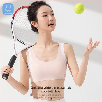 Lányoknak sportmelltartó, 12–15 éveseknek, vest-stílus, teljes kosár, formázott kosár, nylon anyag, nylon bélés