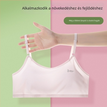 Második és harmadik fejlesztési szakaszhoz tartozó lányoknak szóló fehérnemű, nejlon/poliamid, teljes kosár, hátul három sor csattal, állítható pántok
