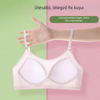 Második és harmadik fejlesztési szakaszhoz tartozó lányoknak szóló fehérnemű, nejlon/poliamid, teljes kosár, hátul három sor csattal, állítható pántok