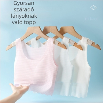 Varrás nélküli lány melltartó pubertás első szakasza, 9–13 év, tanktop stílus, poliészter, teljes kosár