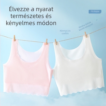 Varrás nélküli lány melltartó pubertás első szakasza, 9–13 év, tanktop stílus, poliészter, teljes kosár