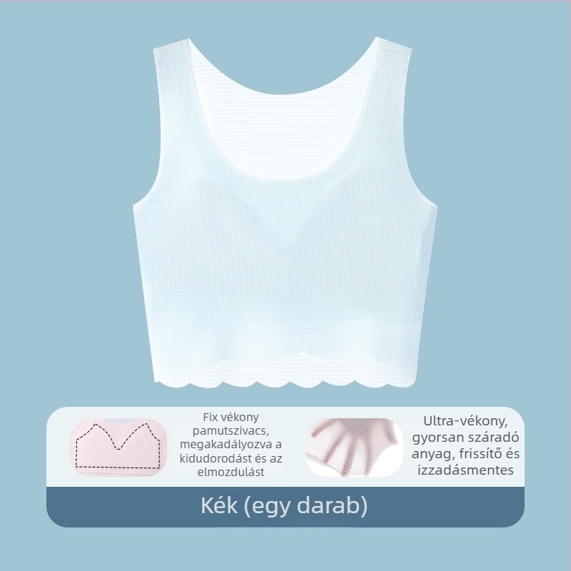 Varrás nélküli lány melltartó pubertás első szakasza, 9–13 év, tanktop stílus, poliészter, teljes kosár