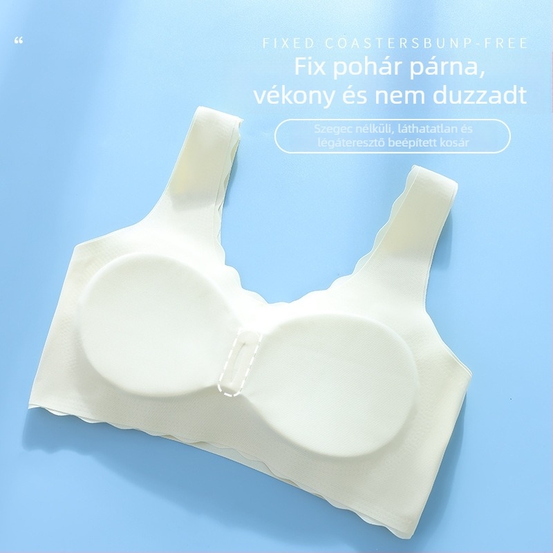 Sima gyerekeknek tervezett top nélküli, 12–15 éveseknek megfelelő, Ice Silk anyagú, kosár 1/2, ultra vékony formázott kosár, acélkeret nélkül, fix dupla vállpánt, kényelem és diszkréció