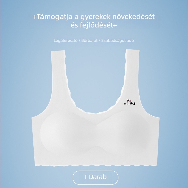 Sima gyerekeknek tervezett top nélküli, 12–15 éveseknek megfelelő, Ice Silk anyagú, kosár 1/2, ultra vékony formázott kosár, acélkeret nélkül, fix dupla vállpánt, kényelem és diszkréció
