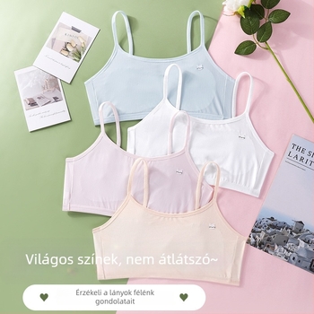 Lányoknak szóló ice-silk melltartó párnázás nélkül és vékony top a korai pubertás számára (9–13 év)