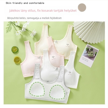 Pamut melltartó-vest lányoknak, teljes kosár, vékony formázott kosár, rögzített dupla vállpántok