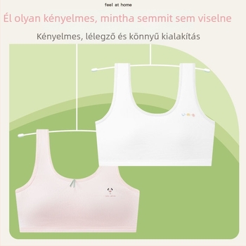 Pamut melltartó-vest lányoknak, teljes kosár, vékony formázott kosár, rögzített dupla vállpántok