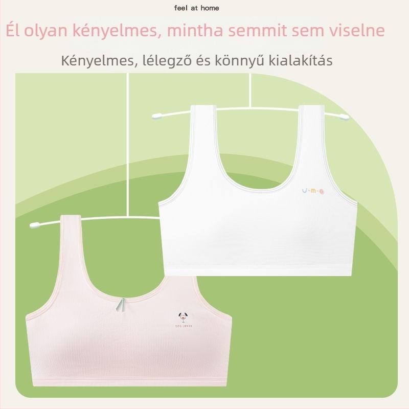 Pamut melltartó-vest lányoknak, teljes kosár, vékony formázott kosár, rögzített dupla vállpántok