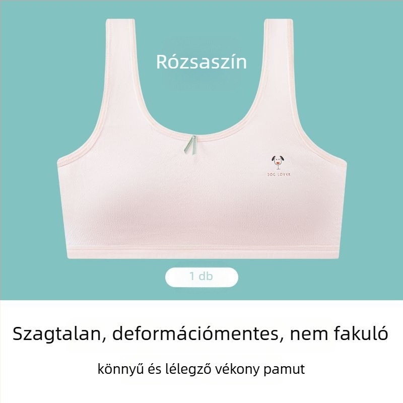 Pamut melltartó-vest lányoknak, teljes kosár, vékony formázott kosár, rögzített dupla vállpántok