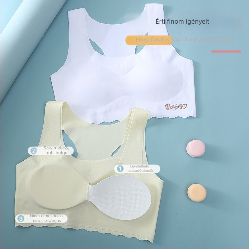 Nylon mellény pamut töltésű csészékkel lányoknak 12–15 éveseknek, légáteresztő és kényelmes, Y-alakú vállpántok