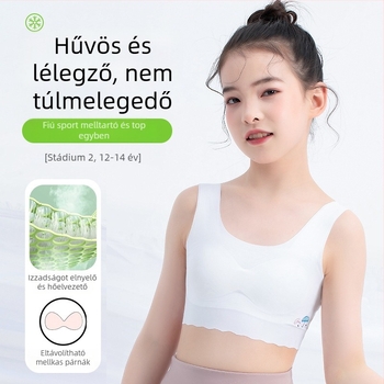 Sima nylon melltartó gyerekeknek, lélegző, merev dupla vállszíjakkal, 12–15 éveseknek