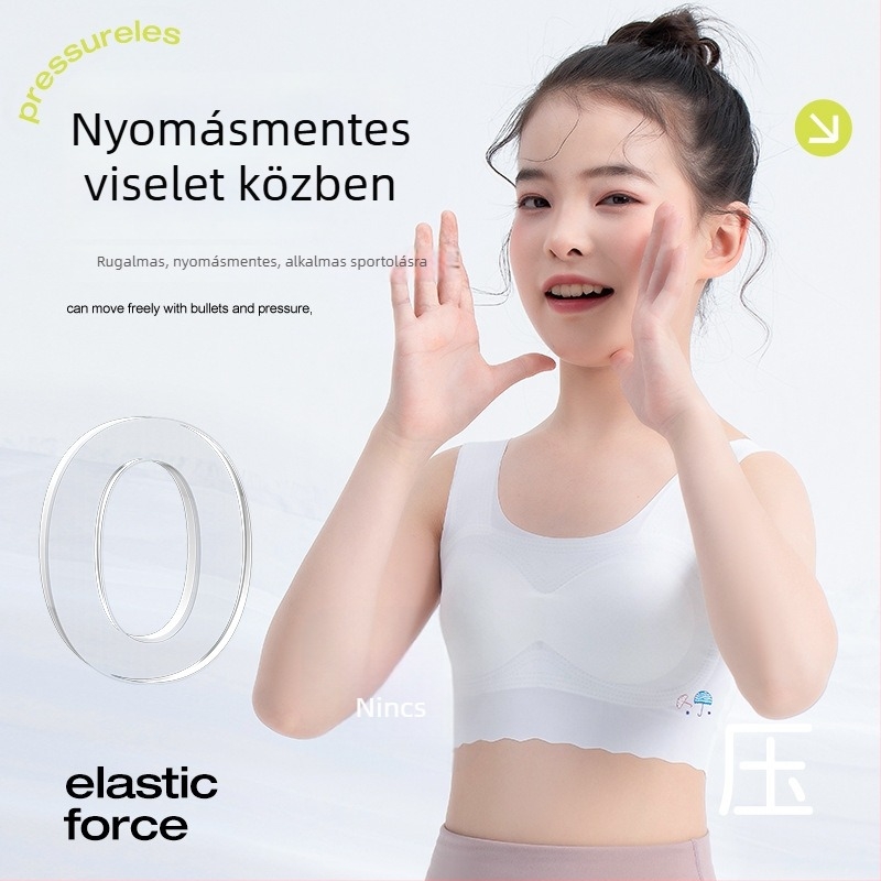 Sima nylon melltartó gyerekeknek, lélegző, merev dupla vállszíjakkal, 12–15 éveseknek