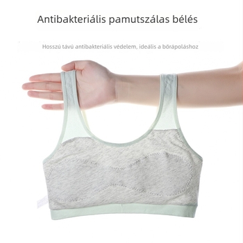 1. fejlesztési szakasz lányoknak: pamut mellény, belső pamut 100%, rögzített dupla vállpántok, izzadság felszívás, rajzfilm-stílus
