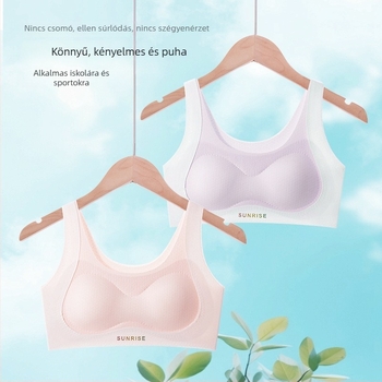 Tinédzser lányoknak készült, varrás nélküli sportmelltartó-vest, nylon anyag, bélés nylon, teljes kosár, vékony formázott kosár, acélgyűrű nélkül, légáteresztő és kényelmes, 12-15 éveseknek