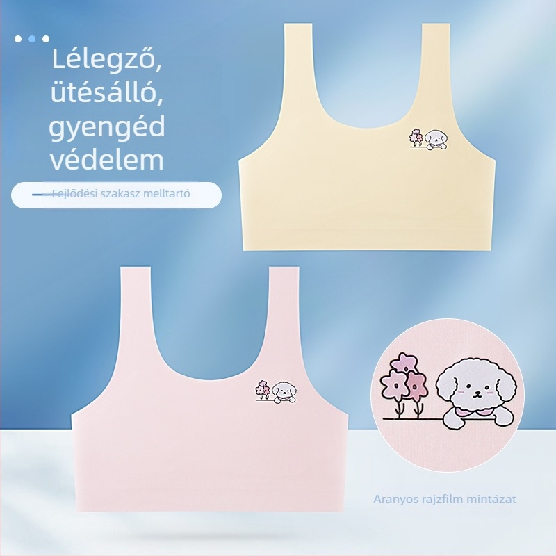 Varrat nélküli lányoknak tervezett melltartó tinédzsereknek, nylon 80–90% anyag, 8 évesnél idősebbeknek, tavasz–nyár–ősz