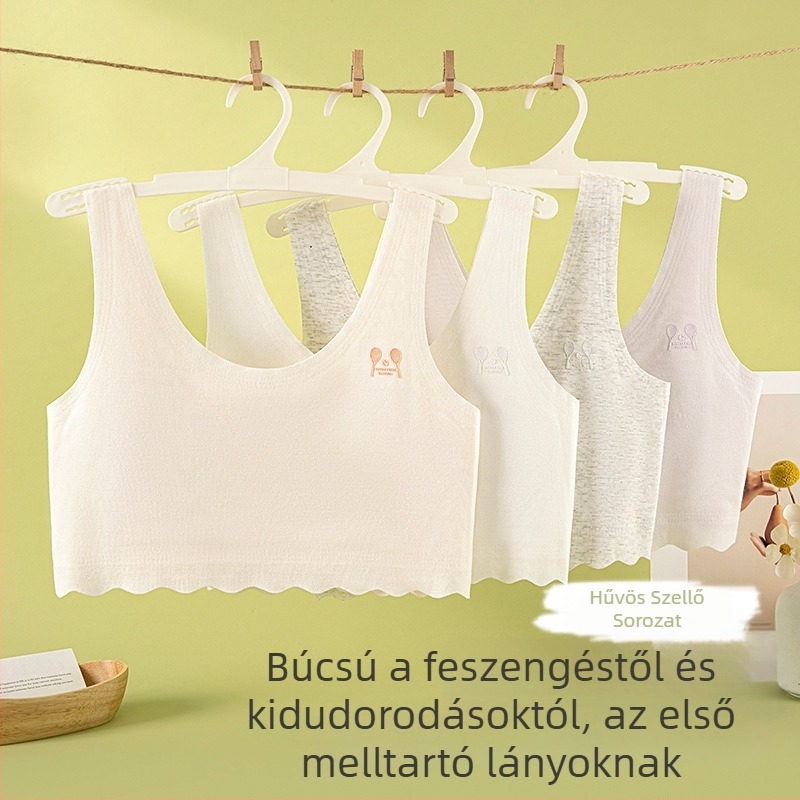Varrás nélküli melltartó lányoknak 9-13 évesek, mellény-stílus, teljes kosár, kényelmes és lélegző